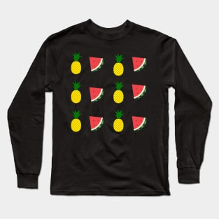 Pineapple and watermelon pattern design Long Sleeve T-Shirt